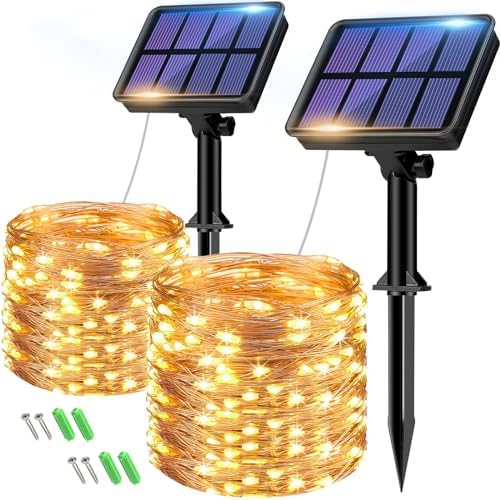 btfarm 2 Pack Solar String Lights Outdoor, Total 66FT 160LED Fairy Lights by btfarmdecorativelighting