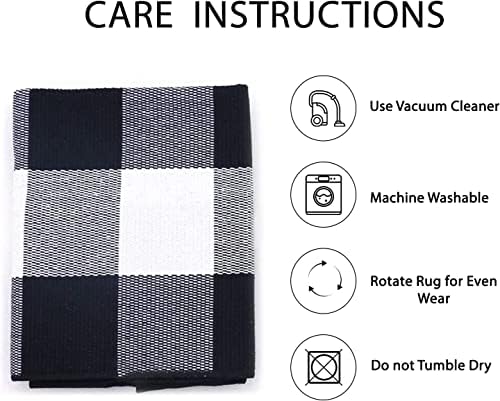 IOHOUZE 4x6 Buffalo Plaid Outdoor Rug, Washable Front Porch, Black White - Image 5