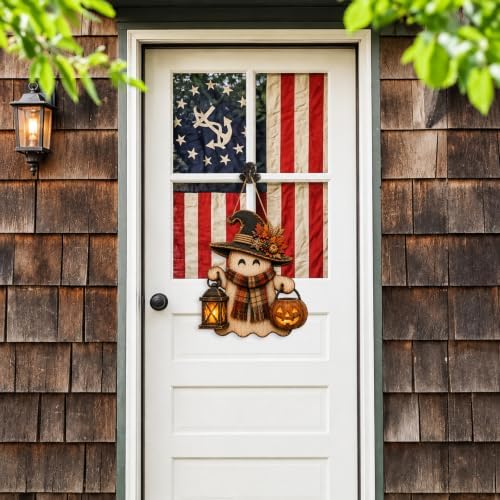 Ghost Witch Door Sign Wooden Halloween Porch Decor Fall Front Door Hanger - Image 6