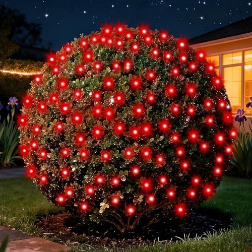 DEPMEM Led Christmas Net Lights Outdoor Christmas Decorations 120Led 6Ftx4Ft UL Certified Connectable Waterptoof Mesh Net Lights for Trees Bushes Shrubs Garden Outdoor Christmas Decorations(Red) by Depmen
