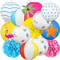 Renbuzhu 16Pcs Beach Summer Party Decorations Paper Lanterns Decor Set by Renbuzhu