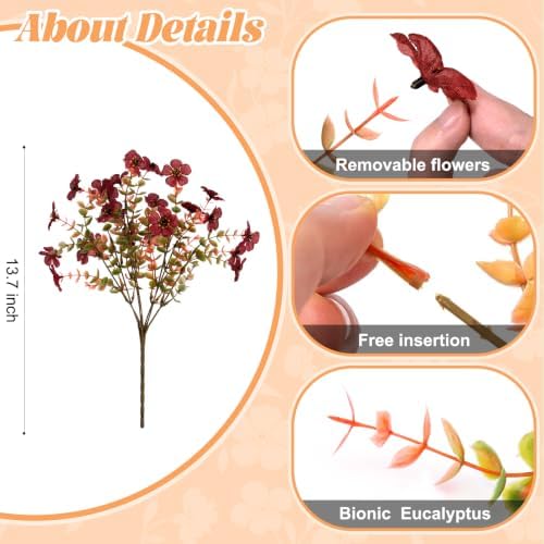 Ammyoo 12 Bundles Fall Mums Artificial Flowers for Outdoors Decor - Image 4