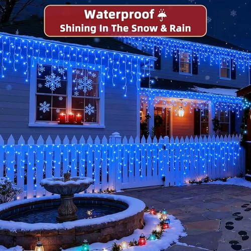 1332 LED 132ft Christmas Lights with 296 Drops, 12 Lighting Modes Blue Christmas Decoration Twinkling Lights Dimmable, Timer Outdoor Waterproof Fairy Lights for Indoor Xmas Garden House Eaves Roof - Image 5