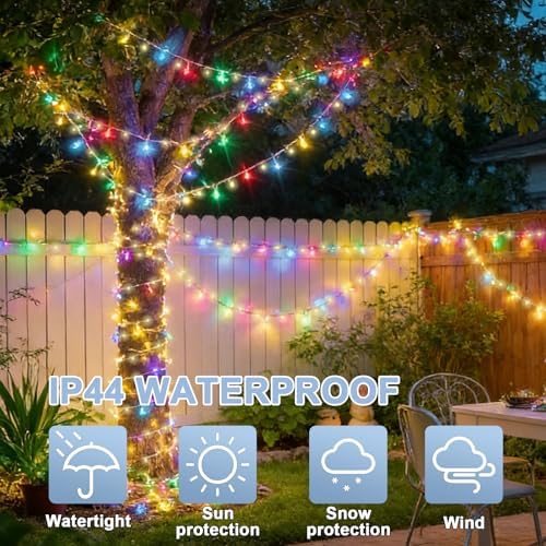 LAMPHOME 33ft 100 LED Christmas String Lights Plug in, Pastel Twinkle Fairy Lights with 16 Modes, Warm & Multicolor Colored Easter Outdoor Indoor Decorations for Spring Xmas Wedding Party - Image 3