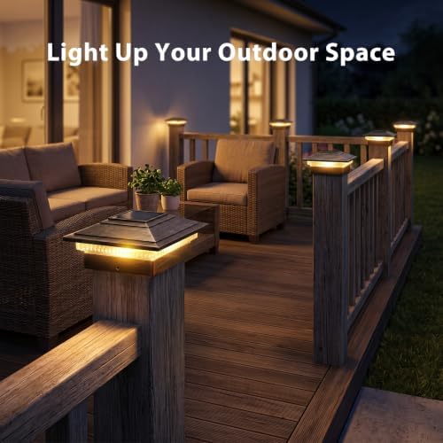 JOFIOS Solar Post Cap Lights 4pack,Warm & Cool Light,for 4x4 Posts Copper - Image 6