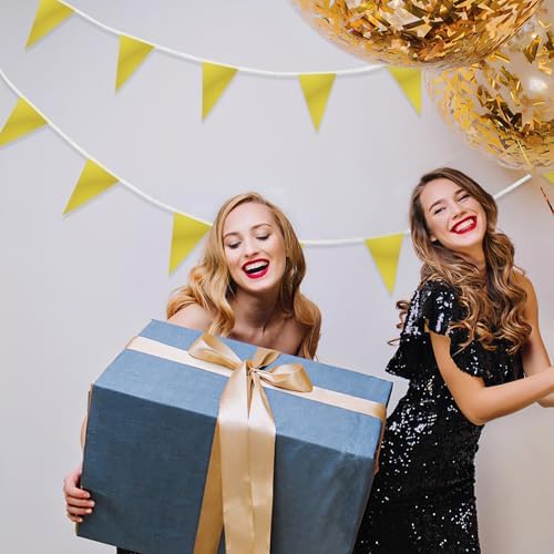 Gold Pennant Banner Flags - GREATRIL Birthdays Decorations Triangle Banner for 2026 Prom Congrats Engagement Anniversary Birthdays Party - 48 Flags (4 Strings) - Image 3