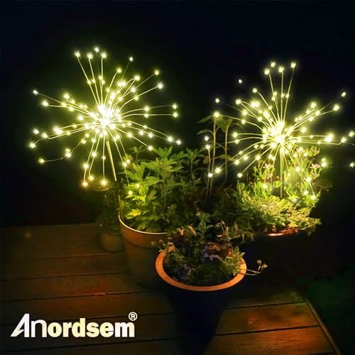 Anordsem Solar Firework Lights Outdoor Garden Fairy Lights 4 Pack Warm - Image 2