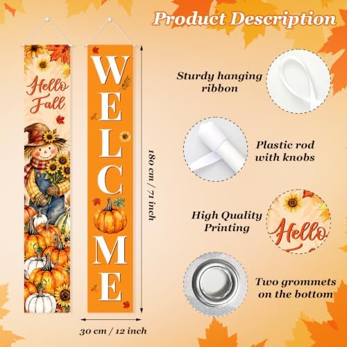 Fall Welcome Banner Porch Sign Hello Fall Banner Front Door Outdoor Decor - Image 3