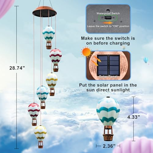 Solar Wind Chimes for Outside - Solar Lights Outdoor Decor Gifts for Women Mom Grandma Birthday Gifts - Image 4