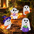 Lighted Cute Ghost Yard Signs, 4 Packs Halloween Decorations Outdoor Scary Witch Pumpkin Boo Signs with Lights for Lawn Garden Yard Stakes Outside Halloween Decoration Decor Clearance by Ponlodos