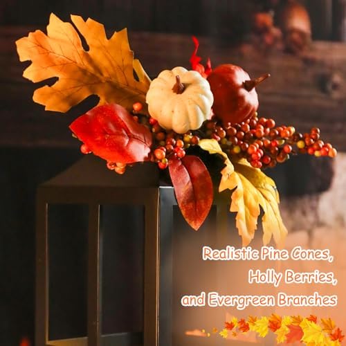 Bdor Fall Lanterns LED Candles 2 Pack 17.7 Inch Thanksgiving Decor Timer - Image 6