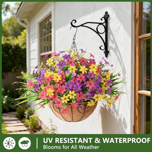 Artificial Flowers for Outdoors Spring Summer Decoration, 12 Bundles Fake Plants UV Resistant Realistic Faux Flower Silk Daisy with Eucalyptus Stem for Patio Planter Porch Yard Window Box Balcony - Image 6