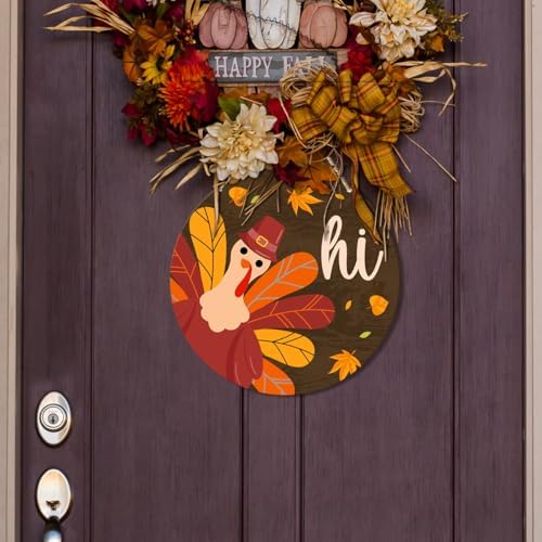 Thanksgiving Front Door Sign Decor, Thanksgiving Turkey Welcome Sign Decorations for Home Office Door Porch Rustic Fall Autumn Hanging Sign Wall Decor - Image 3