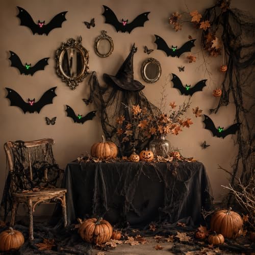 18 Pcs Hanging Bats Halloween Wall Decoration Outside Flying Plastic Bat 3 Size with Eyes Sticker Outdoor Decor for Hanging in The Tree, Porch, Yard, Lawn, Indoor (Bat) - Image 6