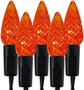 WATERGLIDE Halloween C6 String Lights, 33ft 100 LED Black Wire Fairy Lights with 29V Safe Adaptor, 8 Lighting Mode, Waterproof for Indoor Outdoor Patio Xmas Tree Party Decor, Orange by WATERGLIDE