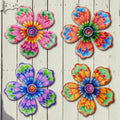 Giyyomtr Metal Flowers Wall Decor - 4pcs Metal Wall Art Hanging Decorations for Outdoor Fence Garden Yard Patio Decor by Giyyomtr