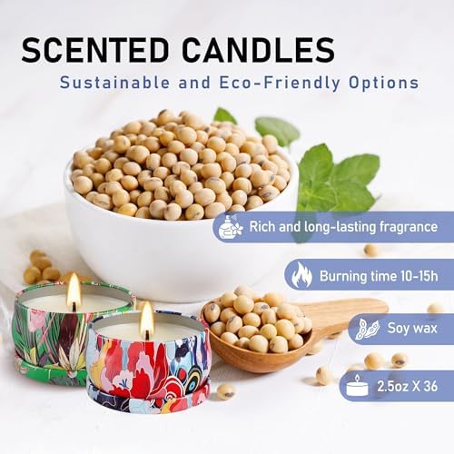 36-Pack Long-Lasting Scented Candles Gift Set, 2.5oz Soy Wax with Essential Oils for Aromatherapy and Home Fragrance, Perfect as Christmas, Valentine’s Day, Holiday Relaxation Gifts, and Cozy Atmosphe - Image 5