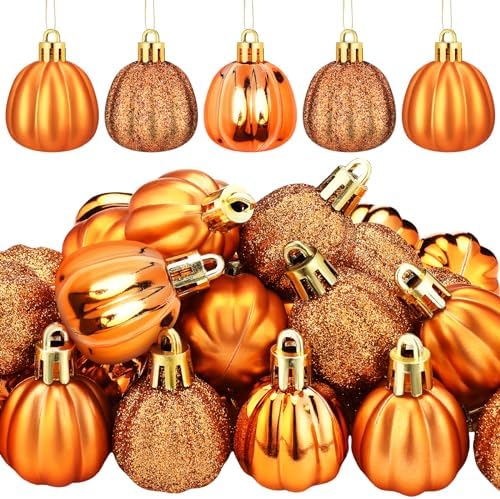 Colingmill 36 Pcs Fall Tree Ornaments, Glitter Pumpkin Hanging Ornaments by Colingmill