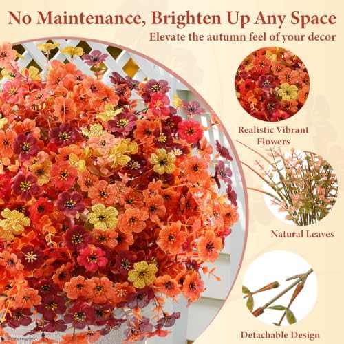 Yastouay Fake Mums, 24 Bundles UV Resistant Artificial Mums for Outdoors - Image 4