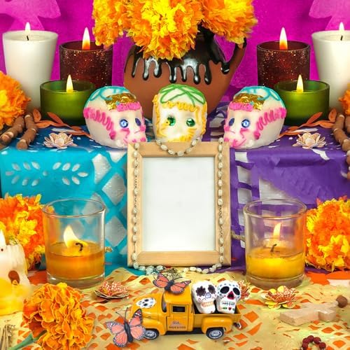 Day of The Dead Decorations Vintage Metal Truck for Altar Sugar Skulls - Image 5