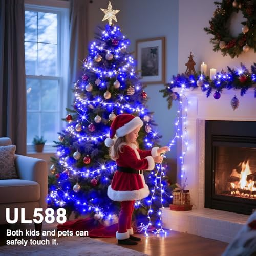 114 FT 350 LED String Lights Outdoor Indoor, Christams String Lights Waterproof 8 Modes & Timer, Fairy Lights Plug in for Bedroom, Weeding, Patio, Party, Holiday,Christmas Decor（Blue） - Image 7
