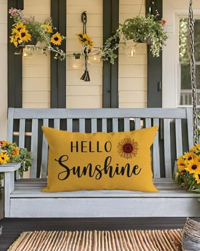 PANDICORN Spring Summer Yellow Throw Pillow Cover 12x20 Inch Hello Sunshine - Image 3