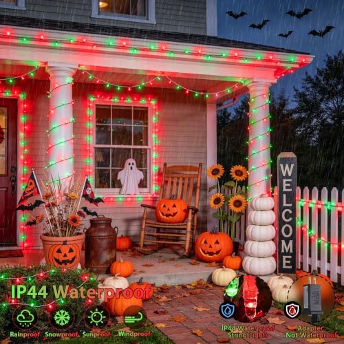 JMEXSUSS 66Ft 200 LED Red and Green Halloween Lights Outdoor Indoor Plug in - Image 2