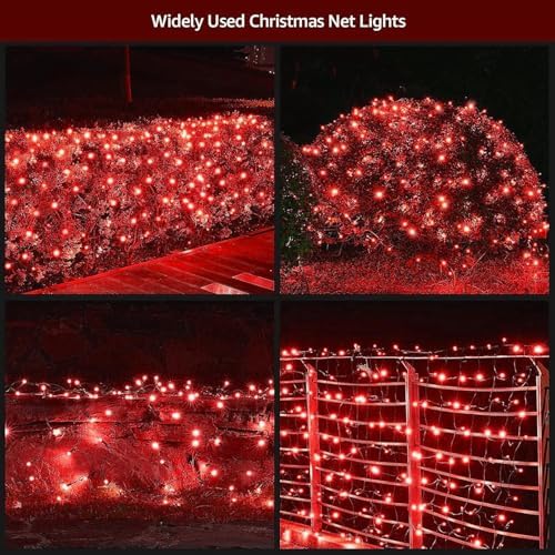 DEPMEM Led Christmas Net Lights Outdoor Christmas Decorations 120Led 6Ftx4Ft UL Certified Connectable Waterptoof Mesh Net Lights for Trees Bushes Shrubs Garden Outdoor Christmas Decorations(Red) - Image 5