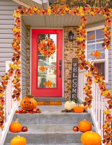 WOHOHOHO 2 Pack Fall Garland Maple Leaf Decorations, 5.9 Ft 72 Leaves Each - Image 5