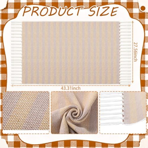 Breling 28" x 43" Fall Outdoor Porch Rug Beige and White Striped Door Mat - Image 2