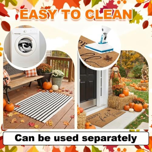 Duraaamo 2 Pcs Fall Front Door Mats, Fall Welcome Outdoor Rug, Non Slip - Image 5