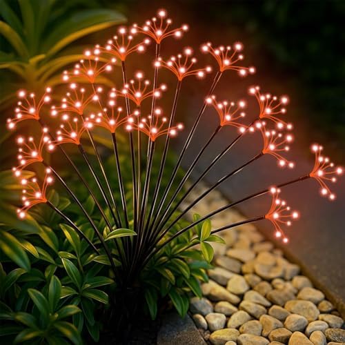 Solar Garden Lights 2 Pack Waterproof Swaying Starburst Lights Orange by Slyuexu
