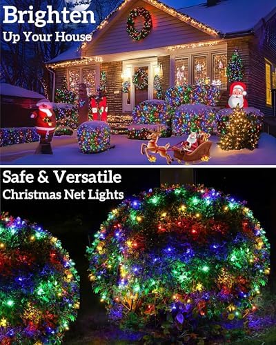 Led Christmas Net Lights Outdoor Connectable, 120LED 5ft x 6ft Waterproof 8 Modes Black Wire 29V Plug in Mesh Lights for Garden Yard Bushes Trunk Tree Decor - Image 2