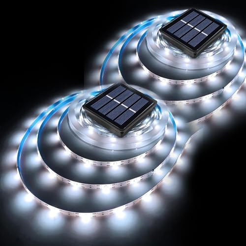 Solar LED Strip Lights Outdoor for Fence, Pathway, Poolside, 6000K 20FT by OusamLED