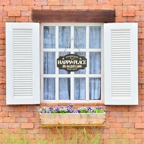 HOURIA 3D Welcome to My Happy Place Don't Ruin it Sign for Patio Yard Garden Decor,Funny Garden Signs for Outside,Gardening Gifts for Gardeners Women Men,Plant Lover Gifts - Image 2