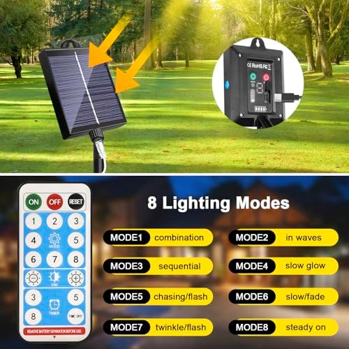 Christmas Solar Decorations Star Lights Outdoor, 11.48ft 350LED, Multicolor - Image 4