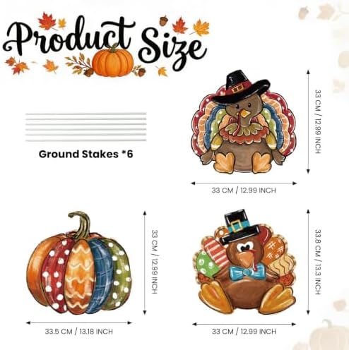 Smile Thanksgiving Yard Signs with Stakes, Turkey Pumpkin Lawn Sign, Corrugated Plastic Waterproof Outdoor Decorations for Yard Garden Porch Party Decor - Image 2