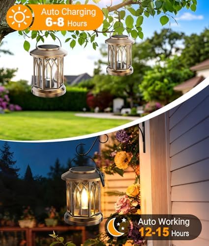 Solar Lantern Outdoor Lights with Wall Mount Kit, Upgraded Solar Lanterns - Image 6