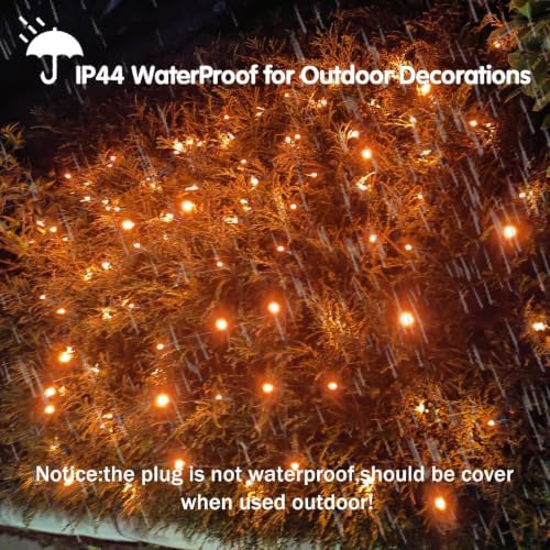 HISHINY Halloween Lights Outdoor,144LED 6ftx6ft Orange Net Lights with Connectable, Waterproof,UL Certified and Durable Black Wire Design for Bushes,Trees, Outdoor Indoor Party Decorations - Image 3