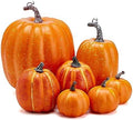 7Pcs Artificial Pumpkins of all Styles Halloween Decoration Rural Style Farmhouse Foam Pumpkin Harvest Season Thanksgiving Day is Suitable for Table top House Dining Table Party Decoration (Orange) by LULU+Deer