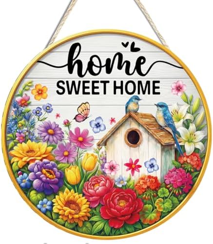 Home Sweet Home Floral Wooden Welcome Door Sign Wall Decor by Unknown