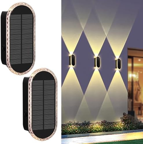 LIANGLOME 2PK Solar Fence Lights Outdoor - 3000/4000/6000K 3 Modes, IP65 Waterproof Fence Lights Solar Powered, Solar Wall Lights Outdoor for Backyard/Garden/Patio/Garage and Wall Decor by LIANGLOME