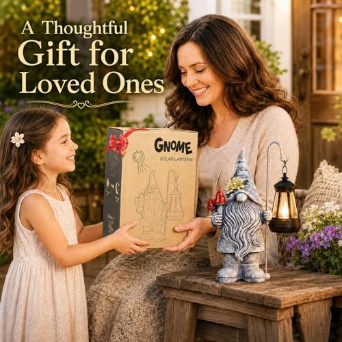 Garden Gnome with Solar Lantern: Outdoor Weatherproof Statue - Image 2