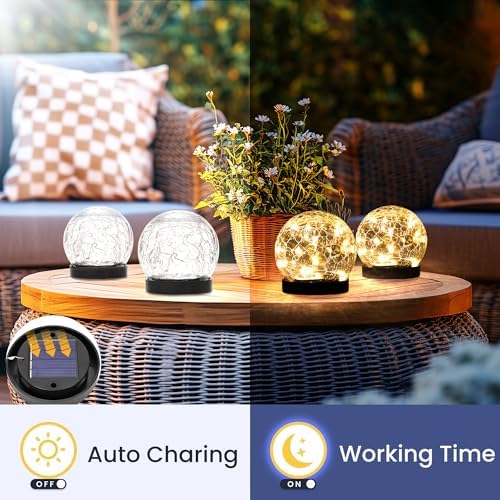 Solar Globe Lights Outdoor Waterproof-Solar Garden Lights 4 Pack - Image 5
