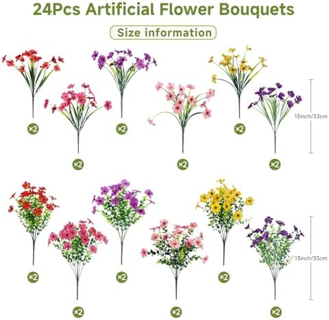 Alupssuc 24 Bundles Artificial Daisy Flowers UV Resistant for Outdoor Decor - Image 3