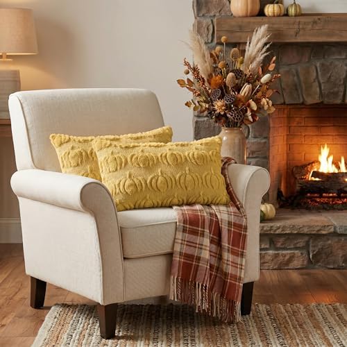 AVOIN colorlife Yellow Fall Pumpkin Throw Pillow Covers 12x20 Inch - Image 4