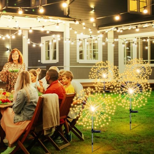 Tujoe 4 Pack Halloween Outdoor Garden Decoration Solar Firework Lights - Image 5