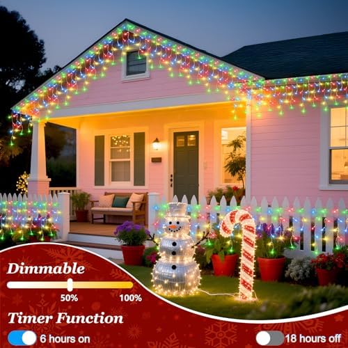 Christmas Icicle Lights Outdoor 132FT 1332 LED Drops Multicolor - Image 4