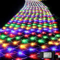 Lovelite 610 LED Christmas Net Lights, 34.5ft x 5ft Mesh Lights Outdoor Clear Wire 8 Modes, Waterproof Connectable String Lights Plug in for Bushes Xmas Tree Garden Holiday Party Decor - Multicolor by Lovelite