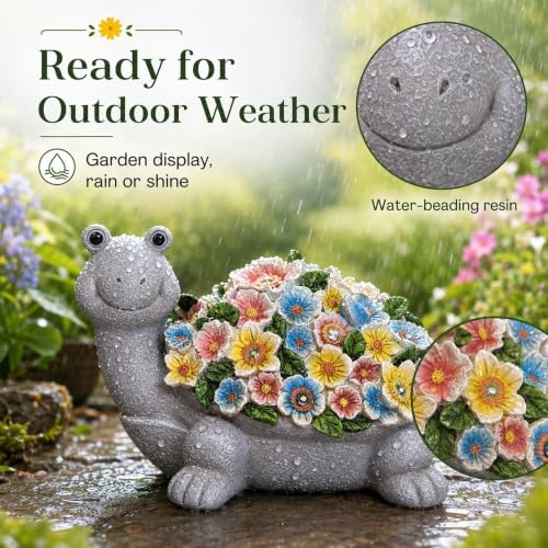 Nacome Solar Turtle for Garden Decor: Durable Resin Statues - Image 6
